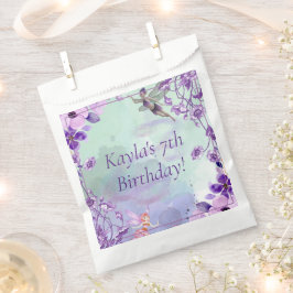Sacolinha Fada 7 aniversário Watercolor Purple Monograma Nom