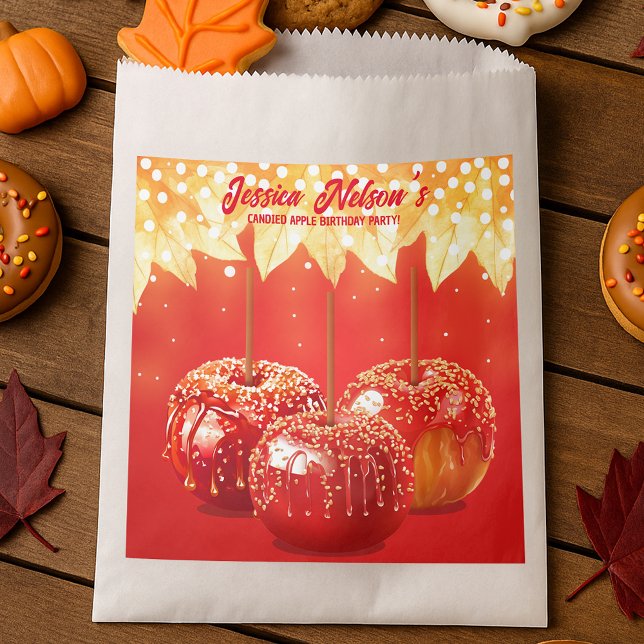 Sacolinha Fall Autumn Caned Apple Party (Fall Autumn Candied Apple Party Favor Bag
)