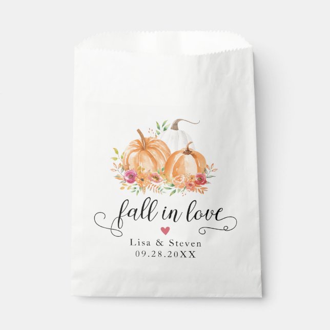 Sacolinha Fall In Love Pumpkins Casamento (Frente)