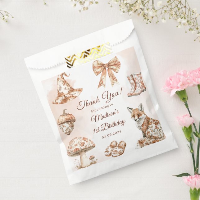 Sacolinha Fall Toile De Jouy Woodland Theme Birthday Party (Selado)
