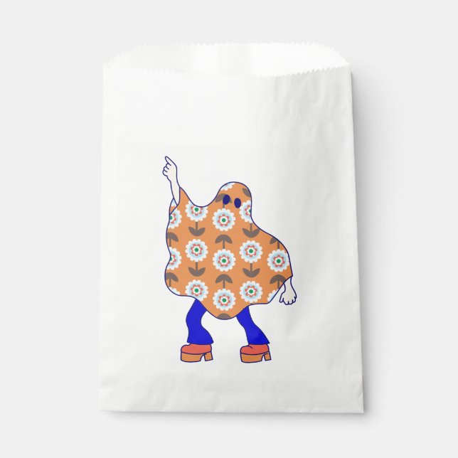 Sacolinha Fantasma floral de halloween, discoteca dos anos 7 (Frente)