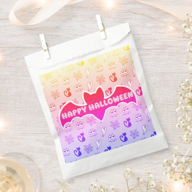 Sacolinha Fantasmas, teias-aranha e Gatos Negros Arco-Íris (Cortado)