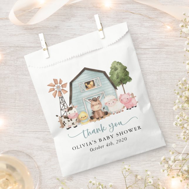 Sacolinha Farm Animals, Cute Animals, Blue Barn, Baby Shower (Cortado)