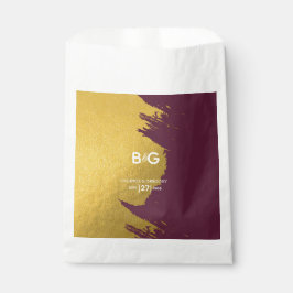 Sacolinha Faux Dourado Burgundy, Casamento Monograma