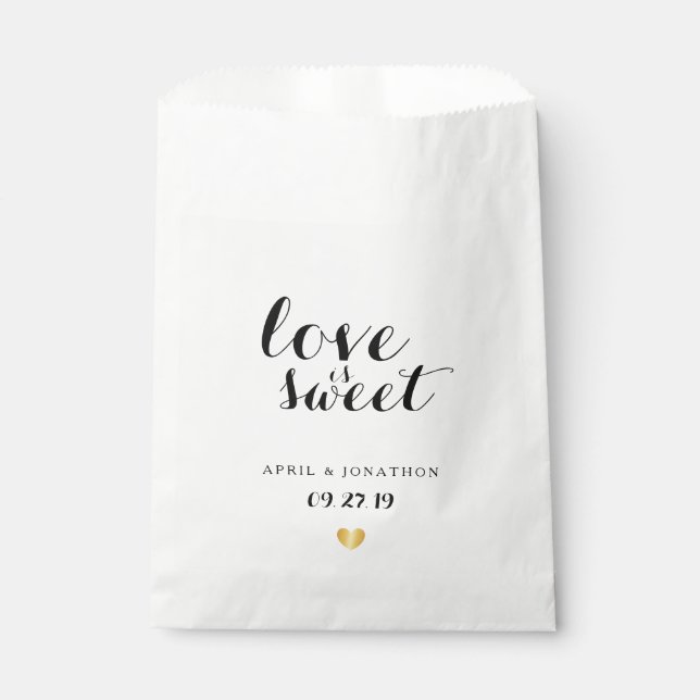 Sacolinha Favor Bag - O amor é doce Ouro (Frente)