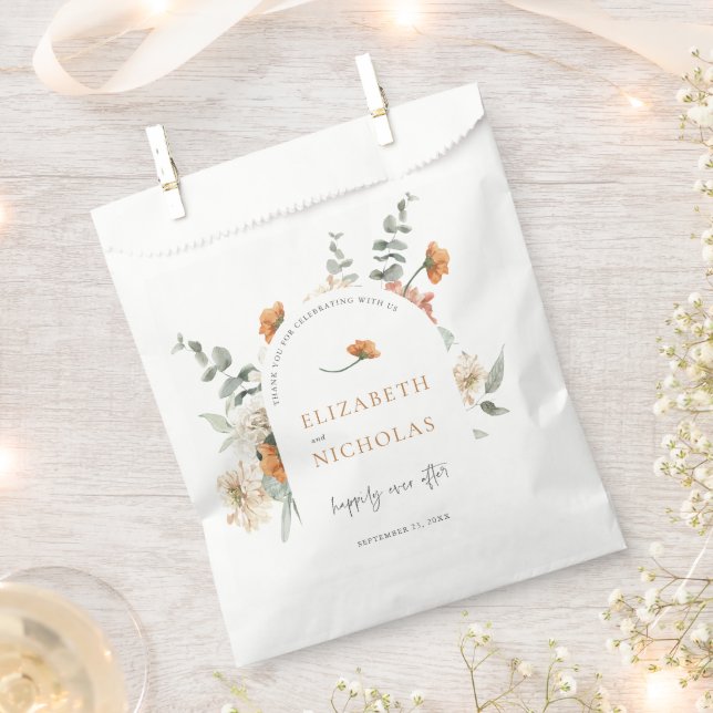 Sacolinha Favor de casamento botânico de flores verdes Boho (Cortado)