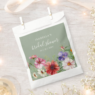 Sacolinha Favor de Chá de Noiva Floral Verde Elegante