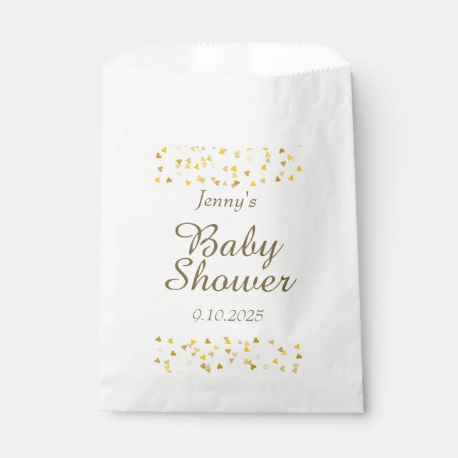 Sacolinha Favor de Chás de Bebê / Sprinkle com Corações Dour (Frente)