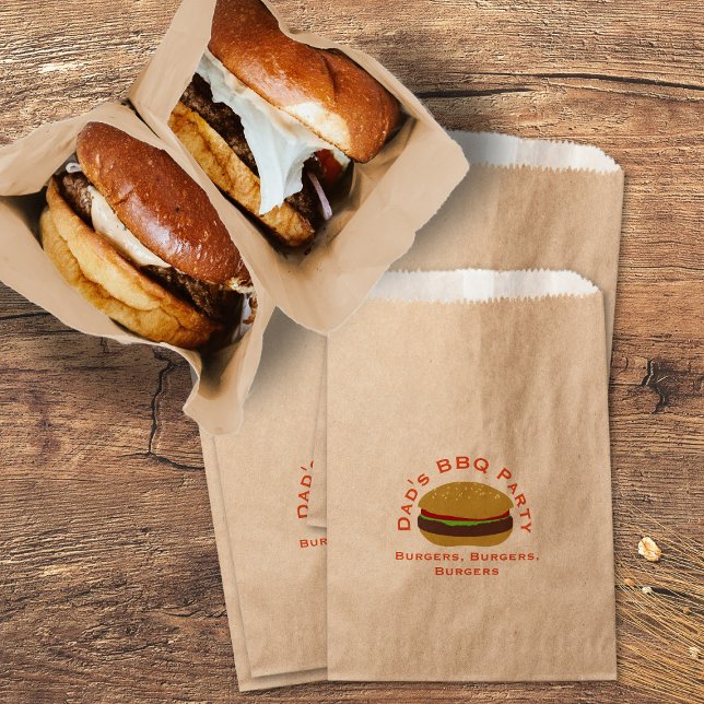 Sacolinha Favor do CHURRASCO do quintal do Burger Party Barb (Perfect kraft favor bags for your backyard bbq party burgers.)