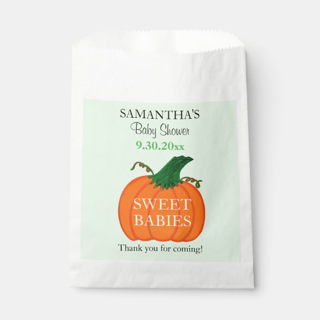 Sacolinha Favores do Chá de fraldas de Abóbora Laranja-Bonit (Frente)