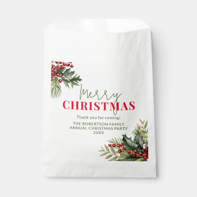 Sacolinha Favoritos para festas de Natal Holly e Pine (Frente)