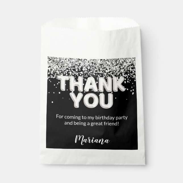 Sacolinha Favoritos para festas roxos e prateados (Frente)