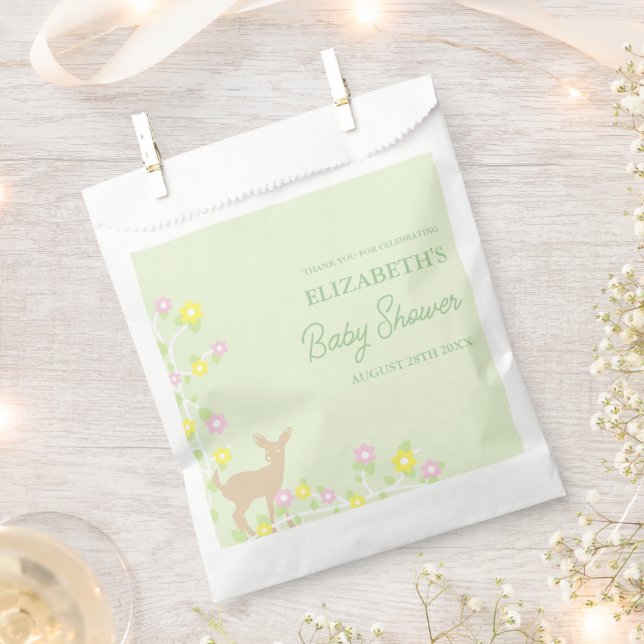 Sacolinha Fawn Floral Girl Baby Shower (Cortado)