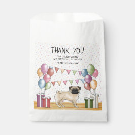Sacolinha Fawn Pug Dog Colorida Pastel Aniversário Obrigado