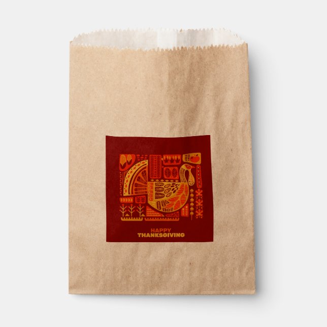 Sacolinha Feliz Ação de Graças Geométrico Abstrato Orange Br (Frente)