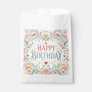 Sacolinha Feliz Aniversário Arte Folclórica Escandinava Rede