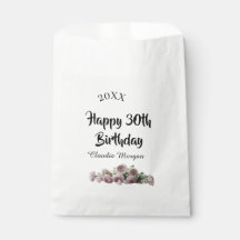 Feliz aniversário de 30 anos rosa branco floral no