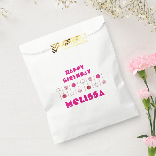 Sacolinha Feliz Aniversário, Fosco Rosa, Pop do Bolo (Selado)