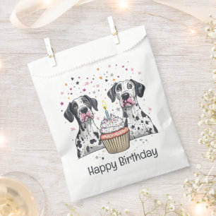 Sacolinha Feliz Aniversário Grande Cupcake de Cães Dane