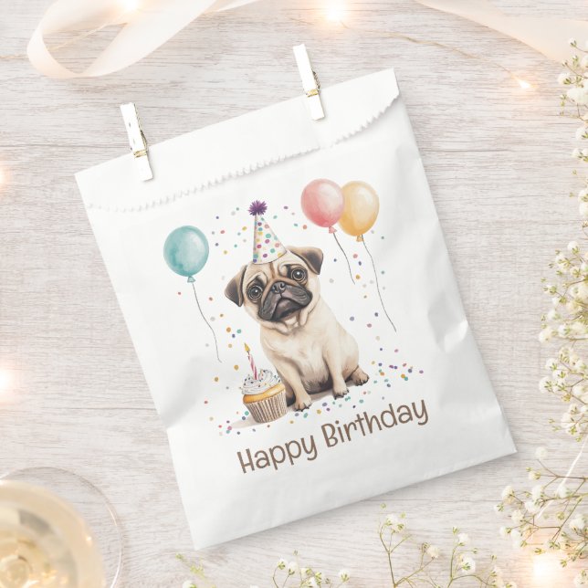 Sacolinha Feliz Aniversário Pug (Cortado)