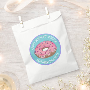 Sacolinha Feliz Aniversário, Rosquinha Cor-de-Rosa, Papel pa