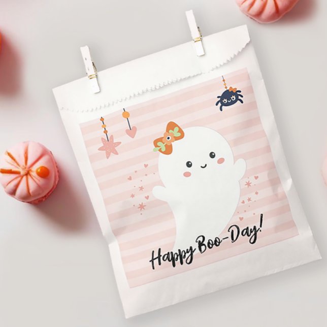 Sacolinha Feliz Boo Day Kawaii Ghost Birthday (Happy Booday Halloween Birthday Favor Bag)