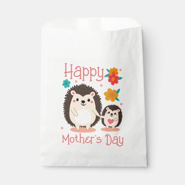 Sacolinha Feliz Dia das Mães Mamãe e Bebêouriço-cacheiro (Frente)
