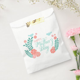 Sacolinha Feliz dia das mães texto de caligrafia flores