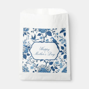 Sacolinha Feliz Dia de as mães Elegante Blue Chinoiserie Flo
