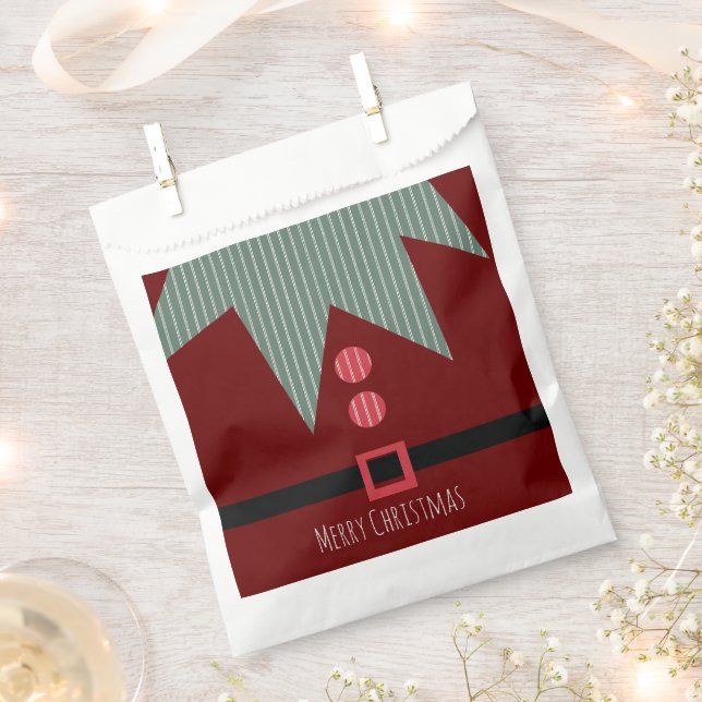 Sacolinha Feliz Festa de Natal Elf Suit (Cortado)