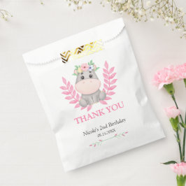 Sacolinha Feliz Folheto Rosa Hippo Aniversário Floral Obriga