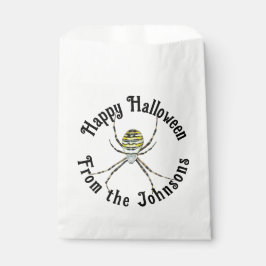 Sacolinha Feliz Halloween aranha amarela nome personalizado