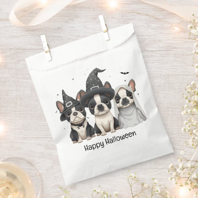 Sacolinha Feliz Halloween Boston Terrier Dogs (Cortado)