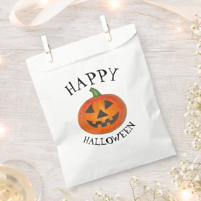 Sacolinha Feliz Halloween Jack o'Lanterna Orange Pumpkin (Cortado)