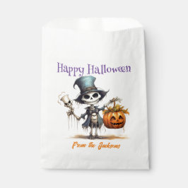 Sacolinha Feliz Halloween Personalizado | ESQUELETÃO E CHAPA