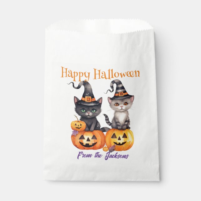 Sacolinha Feliz Halloween Personalizado | TECIDOS E PUMPKINS (Frente)