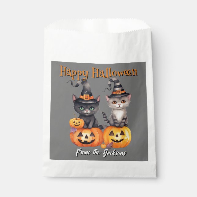 Sacolinha Feliz Halloween Personalizado | TECIDOS E PUMPKINS (Frente)