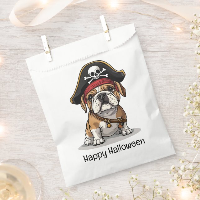 Sacolinha Feliz Halloween Pirate English Buldoskull (Cortado)