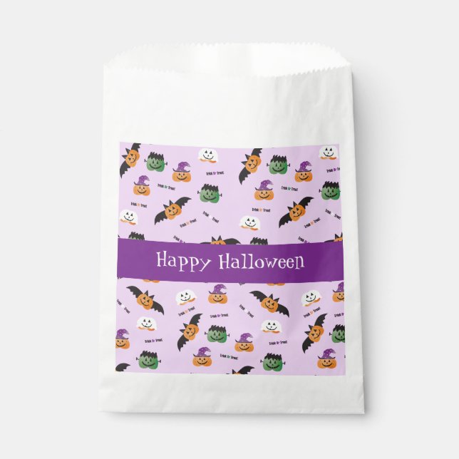 Sacolinha Feliz Halloween Pumpkin Padrão Purple Napkins (Frente)