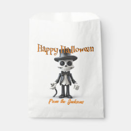 Sacolinha Feliz Halloween SKELETON no top HAT & BLACK SUIT