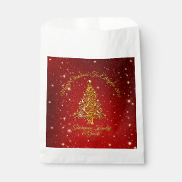 Sacolinha Feliz Natal 20XX Estrelas de Árvore Vermelha Doura