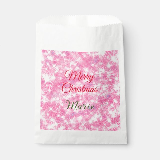 Sacolinha Feliz Natal adiciona nome vermelho brilho (Frente)