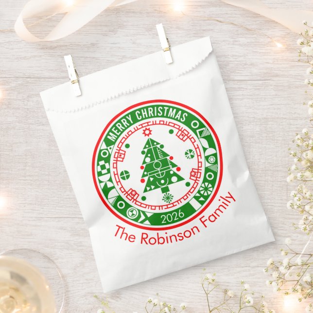 Sacolinha Feliz Natal com nome de família (Cortado)
