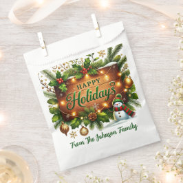 Sacolinha Feliz Natal Guirlanda de Evergreen