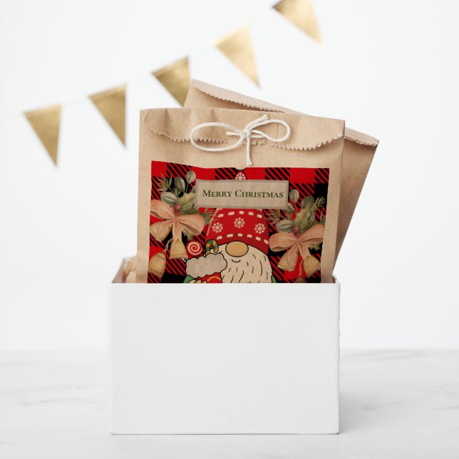 Sacolinha Feliz Natal Papais noeis Cute Tartan Vermelho trad (Festa)