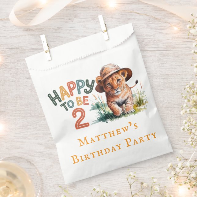 Sacolinha Feliz Por Ser Festa de aniversário De 2 Lion Cub (Cortado)