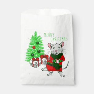 Sacolinha feliz rato de árvore de natal