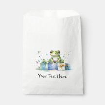 Feliz sapo Verde de Aniversário com presentes empa