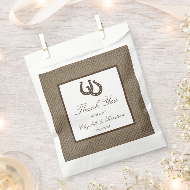 Sacolinha Ferradura Russa Do País No Casamento Burlap (Cortado)