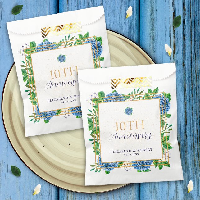 Sacolinha Festa de 10 anos do Elegante Dourado Hydrangea (Criador carregado)